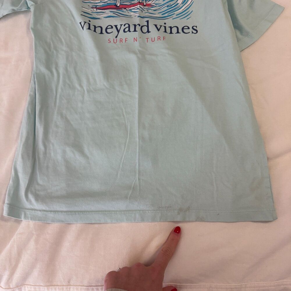 Boys L (16) Vineyard Vines Screenprint Pocket T-Shirt Light Blue GUC/Play - Picture 5 of 6